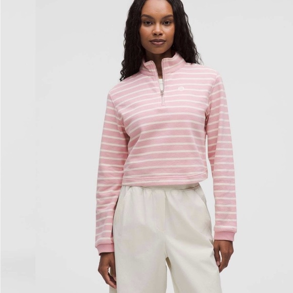 lululemon athletica Tops - Lululemon Cotton French Terry Cropped Half Zip